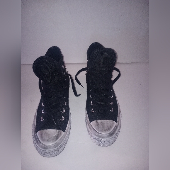 Converse Taylor All Star 70 High Top Sneaker Black and White with Studs - Picture 3 of 10